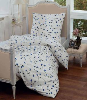 Preview: Seersucker-Bettwäsche Tango mit Blumen blau